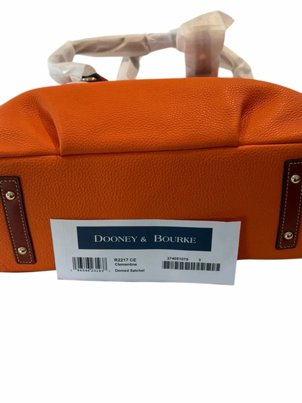 Dooney & Bourke Clementine Orange Pebble Grain Domed Satchel NWT